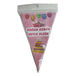 NEDİ  FLAMA ÜÇGEN DOĞUM GÜNÜN KUTLU OLSUN YAZI PEMBE NEDİ-10119
