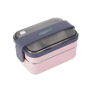 VAGONLİFE PASLANMAZ ÇELİK İKİ KATLI BÖLMELİ YEMEK KABI - LUNCH BOX  BL20183 1200 ML PEMBE