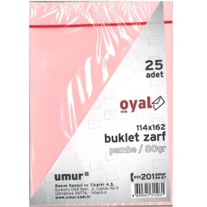 OYAL 114x162 KARE ZARF PEMBE 80 GR 25Lİ