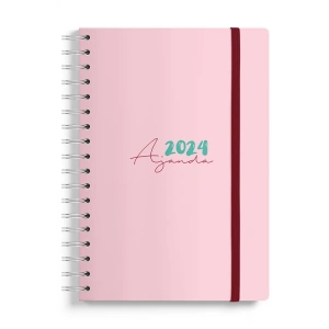 VICTORIAS JOURNALS 9202 17x24cm SERT KAPAK LASTİKLİ CEPLİ SPİRALLİ HAFTALIK AJANDA - PEMBE