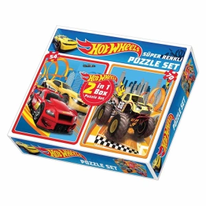 HOT WHEELS HWP1535 2IN 1 BOX SÜPER RENKLİ PUZZLE/YAPBOZ SET KUTULU