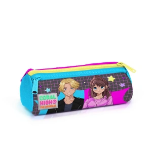 CORAL HIGH 22037 KIDS GRİ MAVİ PEMBE ANİME DESENLİ ÜÇ BÖLMELİ KALEM ÇANTASI