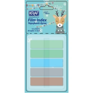 KRAF 51248-1 İNDEX FİLM (PP) 12x45mm. 5 RENKx30yp.POP-UP PASTEL YAPIŞKANLI AYRAÇ