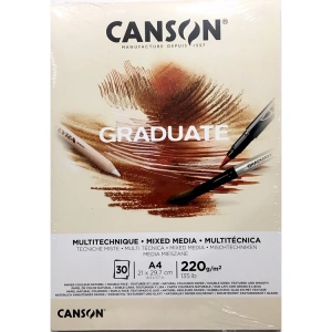 CANSON A4 GRADUATE MİX MEDİA NATUREL RESİM DEFTERİ 220GR. 30 YP.