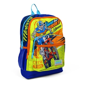 CORAL HIGH 23742 FOSFORLU SARI SAKS MOTORSİKLET DESENLİ DÖRT BÖLMELİ SIRT ÇANTASI