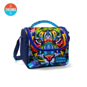 CORAL HIGH 11865 KİDS LACİVERT MAVİ KAPLAN DESENLİ THERMO BESLENME ÇANTASI THERMO