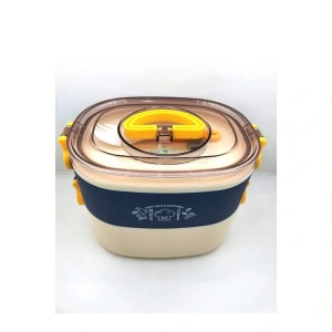 VAGONLİFE  BL50251-2 ÇELİK YEMEK KABI 2 KATLI 3 BÖLMELİ LUNCH BOX MAVİ