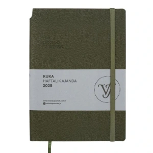 VICTORIAS JOURNALS 124-1433 14X20,5 KUKA HAFTALIK AJANDA A5 - HAKİ YEŞİL