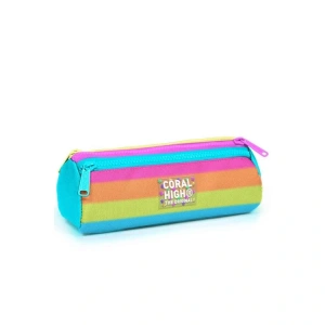 CORAL HIGH 22086 KIDS RENKLİ ÇİZGİLİ ÜÇ BÖLMELİ KALEM ÇANTASI