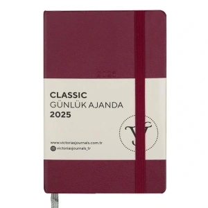 VICTORIAS JOURNALS 124-1485 9X14 CLASSIC LASTİKLİ GÜNLÜK AJANDA A5 - BORDO