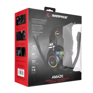 RAMPAGE RM-K20 AMAZE SİYAH USB 7.1 RGB GAMİNG MİKROFONLU KULAKLIK