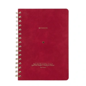VICTORIAS JOURNALS 1612 VEGAN DERİ ESNEK KAPAK SPİRALLİ A5 100gr.128 SYF. ÇİZGİLİ DEFTER KIRMIZI