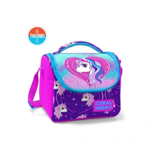 CORAL HIGH 11856 KIDS MOR PEMBE UNICORN DESENLİ SİMLİ THERMO BESLENME ÇANTASI