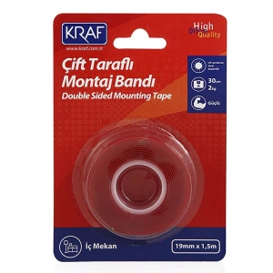 KRAF ÇİFT TARAFLI MONTAJ BANDI İÇ MEKAN 19MMX1,5M 2530G