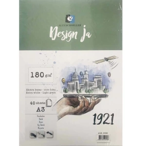 ALEX A3 İNCE DOKULU RESİM DEFTERİ SPİRALLİ KARTON KAPAK 180GR. 40YP. DESING JA ALX-0588