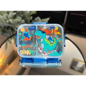 VEST BES0022 DİNOZOR 2 DESENLİ ŞEFFAF KAPAKLI 3 BÖLMELİ 800 ML ÇELİK BESLENME KABI