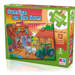 KS GAMES JP31005 SUNRISE ON THE FARM 63x43cm JUMBO YAPBOZ/PUZZLE 12 PARÇA  3YAŞ