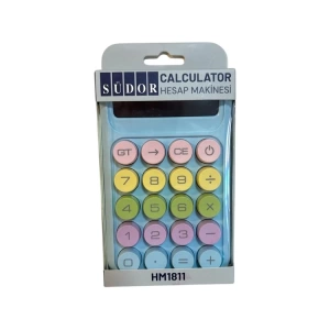SÜDOR HM1811  8 HANE RENKLİ YUVARLAK TUŞLU PASTEL S HESAP MAKİNESİ