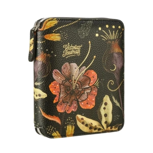 VICTORIAS JOURNALS 0286 KUTULU ZIPPER FOLDER TURUNCU - MOR ÇİÇEKLİ 10.5X14.8cm  80YP. ÇİZGİLİ DEFTER