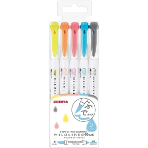 ZEBRA MILDLINER BRUSHPEN ÇİFT TARAFLI FIRÇA UÇLU KALEM SETİ 5Lİ  WFT8-N-5C