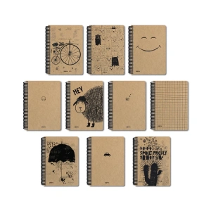 PAPİRÜS  KRAFT SERT KAPAK SPİRALLİ 14X19 80YP. KARELİ DEFTER