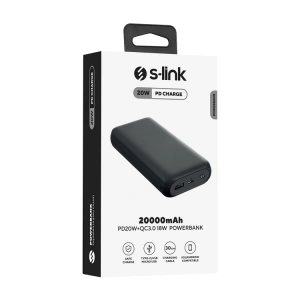 S-LINK  P201 MİCRO+TYPE-C+USB TAŞINABİLİR POWERBANK SİYAH 20000mah
