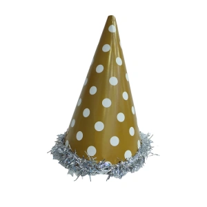 TEKNOPOİNT YILBAŞI  ŞAPKASI ALTIN BEYAZ PUANTİYELİ