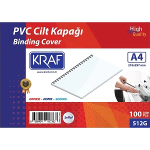 KRAF 512G CİLT KAPAĞI A4 160mic. 100LÜ ŞEFAF