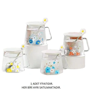 HUN 2-475 KAŞIKLI CAM ÇİÇEKLİ KUPA- TEKLİ