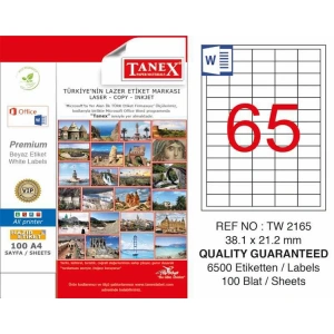 TANEX 38.1x21.2 MM LASER ETİKET TW-2165
