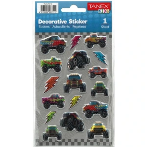 TANEX KIDS TNX-27215 DEKORATİF ETİKETLER - CANAVAR KAMYONLAR SERİSİ STICKER - TEKLİ