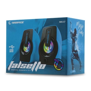 RAMPAGE RMS-G7  FALSETTO 2.0 6Watt RGB LEDLİ GAMING USB 1+1 HOPARLÖR MAVİ