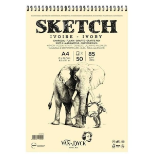 VAN DYCK VD400159 ÜSTTEN SPİRALLİ DOKULU SKECTH ÇİZİM BLOK A4 85GR 50 YP