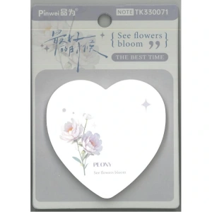 SÜDOR TK330071 DESENLİ KALP ŞEKLİLLİ YAPIŞKANLI NOT KAĞIDI 60 YP. 72x72mm. FLOWERS - TEKLİ
