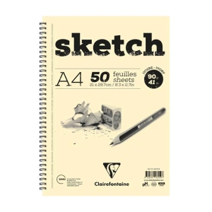 ESMO EL96259 CLAİREFONTAİNE IVORY A4 ESKİZ BLOK ÇİZİM DEFTERİ YANDAN SPİRALLİ 90 gr.50 YP