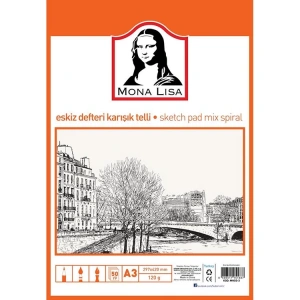 SÜDOR MN03-3 ESKİZ DEFTERİ KARIŞIK TELLİ A3 120gr. 50yp.