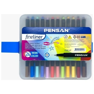 PENSAN 6500HP  0.4mm FİNELİNER KEÇELİ KALEM 24 LÜ SET PVC KUTULU