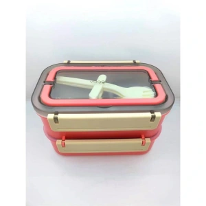 VAGONLIFE BL2221-2 PASLANMAZ ÇELİK YEMEK KABI - LUNCH BOX 2 KATLI 3 BÖLMELİ 1600 ML PEMBE