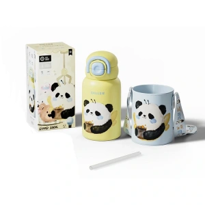 VAGONLİFE DILLER ÇELİK PİPETLİ / PİPETSİZ KULLANIM TAŞIMA ASKILI KILIF MATARA/TERMOS D9241 520ML YELLOW