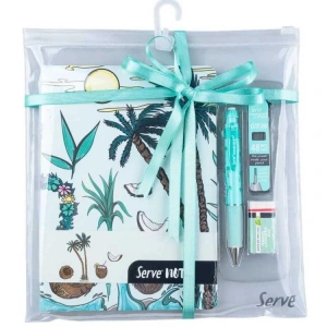 SERVE DEEP DOĞA PALMİYE DESENLİ DEFTER SETİ 5 PARÇA - NANE YEŞİLİ