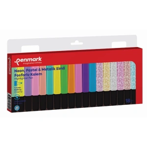 PENMARK HS-505-18NPS 6 PASTEL+ 6 NEON+6 METALİK SİMLİ 18Lİ FOSFORLU KALEM SETİ