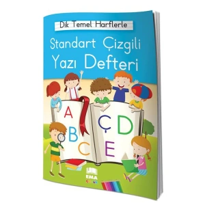 STANDART ÇİZGİLİ YAZI DEFTERİ - DİK TEMEK HARFLERLE