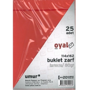 OYAL 114x162 KARE ZARF KIRMIZI 80 GR 25Lİ