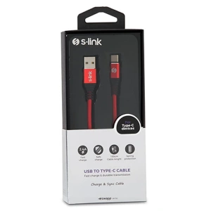S-LİNK SWAPP SW-KC63MR 1M 2.4A TYPE-C KILIFLI KIRMIZI DATA + ŞARJ KABLOSU