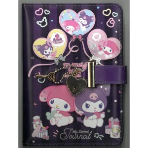 VICTORIAS JOURNALS 525-2024 MY MELODY & KUROMİ KALP KİLİTLİ GÜNLÜK DEFTER RENKLİ ÖZEL SAYFALAR 12x17cm 80gr.192 SAYFA - MOR