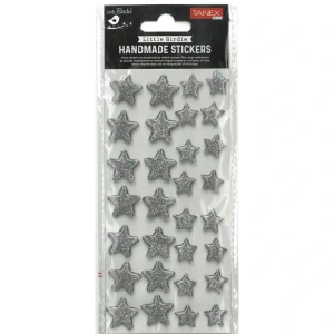 TANEX HANDMADE TNX-28015 DEKORATİF ETİKETLER - SİLİKON SILVER YILDIZ SERİSİ STICKER - TEKLİ