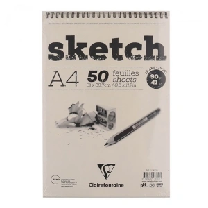CLAİREFONTAİNE A4 ESKİZ BLOK ÇİZİM DEFTERİ ÜSTTEN SPİRALLİ 90 gr.50 YP
