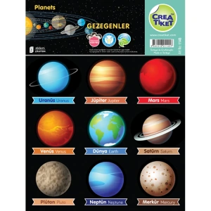 CREA ETİKET  - İNGİLİZCE TÜRKÇE GEZEGENLER & YER ŞEKİLLERİ 1145