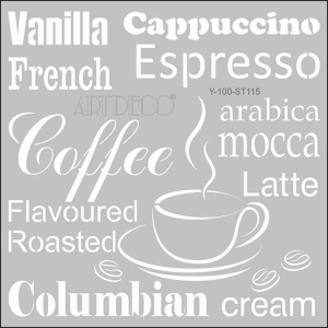 ARTDECO STENCİL 30X30CM KAHVE KELİMELERİ 115