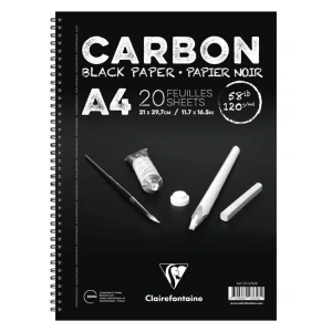 ESMO CR 97618 CLAIREFONTAINE CARBON BLACK A4 YANDAN SPİRALLİ SİYAH ÇOK AMAÇLI ÇİZİM BLOK 120gr 20yp